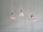 Trio de suspensions en verre transparent festonné, 1920-30, Ophalen of Verzenden