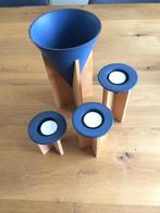 Combinatie vaas-theelichten, Ophalen of Verzenden, Zo goed als nieuw, Blauw