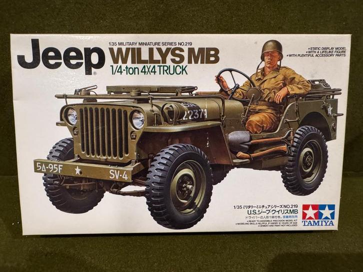 Tamiya 1/35 35219 Willy's MB jeep + Aber PE & resin wielen, Hobby en Vrije tijd, Modelbouw | Auto's en Voertuigen, Zo goed als nieuw
