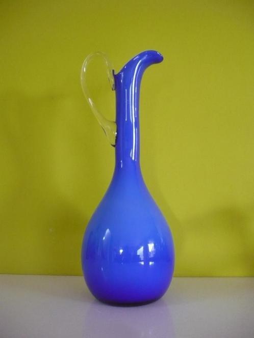 Mooie vintage blauwe vaas glas Murano, Antiek en Kunst, Antiek | Glaswerk en Kristal, Ophalen of Verzenden