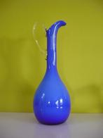 Mooie vintage blauwe vaas glas Murano, Enlèvement ou Envoi