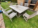 Teak tuintafel met stoelen, Ophalen, Gebruikt, Teakhout