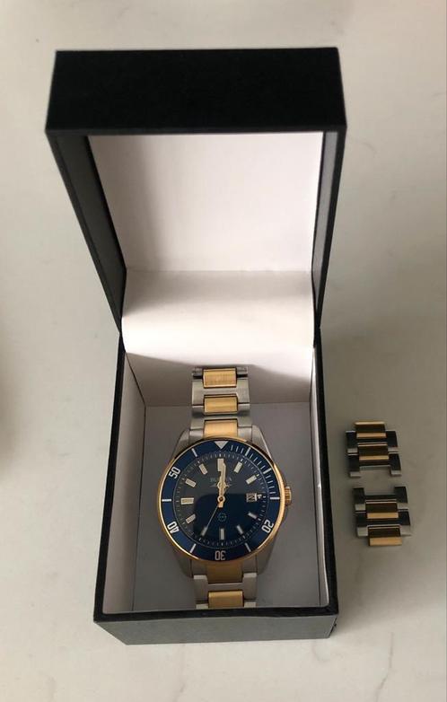 Bulova Marine Star Blue-Gold, Handtassen en Accessoires, Horloges | Heren, Zo goed als nieuw, Polshorloge, Overige merken, Staal