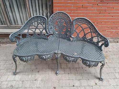 Tuintafel stoelen en banken in roestvrij metaal, Tuin en Terras, Tuinsets en Loungesets, Gebruikt, Tuinset, Aluminium, Bank, Ophalen