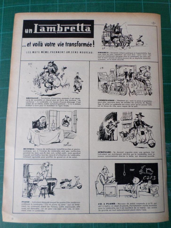Lambretta - publicité papier - 1957, Collections, Marques & Objets publicitaires, Utilisé, Autres types, Enlèvement ou Envoi