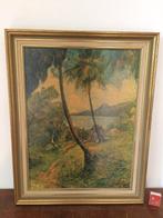Charles Laval Landschap van Martinique 1887 oud schilderij, Minder dan 50 cm, Schilderij, Gebruikt, Ophalen of Verzenden