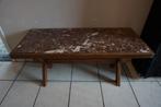 table basse ancienne en chêne avec marbre, 100 à 150 cm, Chêne, Rectangulaire, 50 à 100 cm