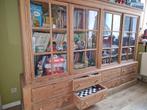 Meuble bibliothèque (avec vitrine) en pin années 30, 200 cm of meer, 150 tot 200 cm, Gebruikt, Eikenhout