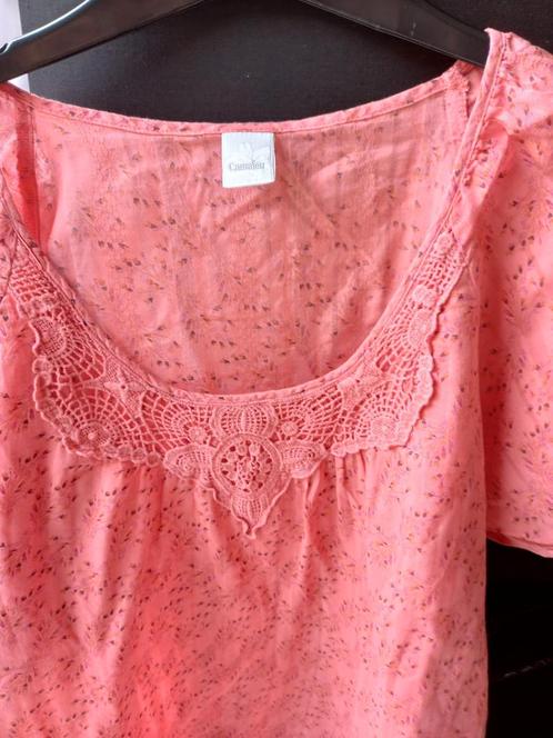 Koddig bloesje, korte mouwtjes., Kleding | Dames, Topjes, Zo goed als nieuw, Maat 38/40 (M), Oranje, Ophalen