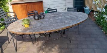 TUINTAFEL OVAAL 110cm op 220 cm, Tuin en Terras, Tuintafels, Ophalen, Gebruikt, Ovaal, Hout