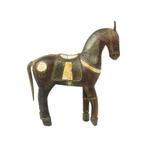 Vintage Marwari Paard Gesneden Hout Ingelegd met Been Koper, Verzamelen, Gebruikt, Ophalen of Verzenden, Dier