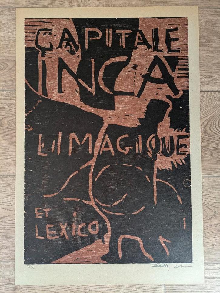 Dotremont & Balle - Capitale Inca (Houtsnede), Antiek en Kunst, Kunst | Litho's en Zeefdrukken, Ophalen of Verzenden