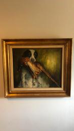 Schilderij jachthond met fazant, Antiek en Kunst, Kunst | Schilderijen | Klassiek, Ophalen