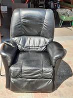 Relaxzetel elektrisch, leder, zwart, Huis en Inrichting, Fauteuils, Ophalen, Gebruikt, Leer