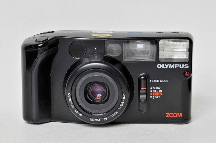 Olympus AZ-1 Zoom 35-70mm 3,5 mm 3.5 Compact zilver + hoesje, Audio, Tv en Foto, Fotocamera's Analoog, Zo goed als nieuw, Compact