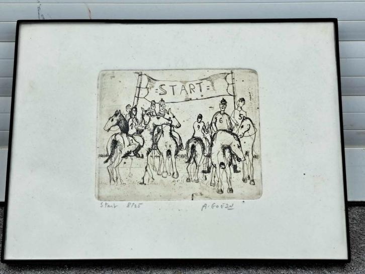 eau forte start signe andre goezu, Antiek en Kunst, Kunst | Etsen en Gravures, Ophalen of Verzenden