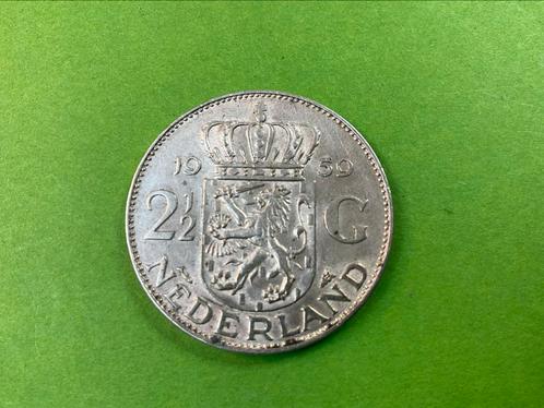 Nederland - Kon. Juliana ZILVEREN rijksdaalder - 1959, Postzegels en Munten, Munten | Nederland, Losse munt, 2½ gulden, Koningin Juliana