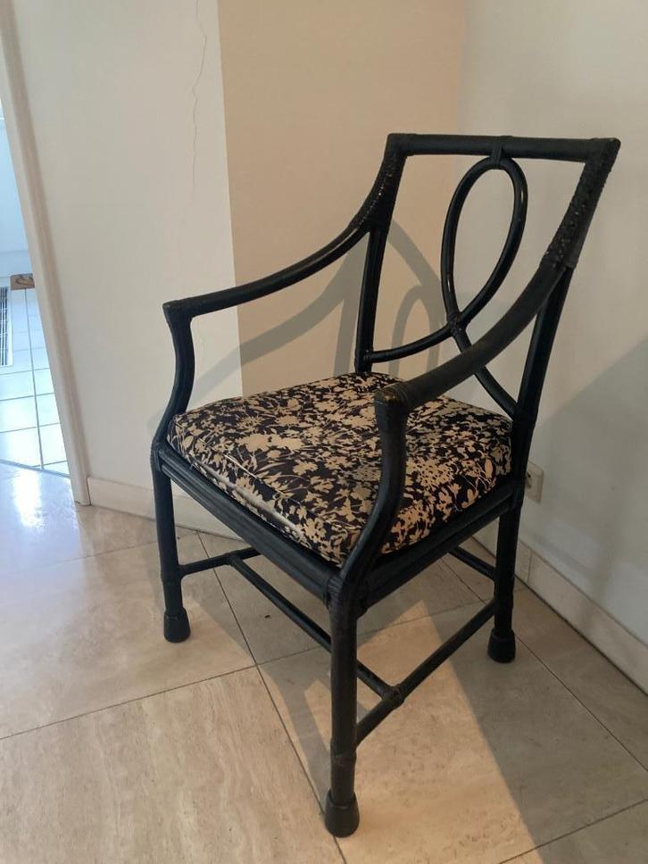 Rotan stoel, Huis en Inrichting, Stoelen, Gebruikt, Eén, Hout, Zwart, Ophalen