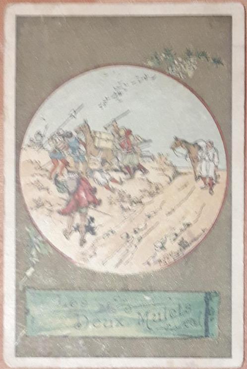 Vintage VERGULDE Litho : LES DEUX MULETS / La FONTAINE avec, Antiek en Kunst, Kunst | Litho's en Zeefdrukken, Verzenden