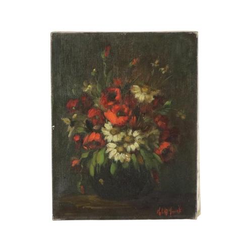 Bloemen Stilleven Schilderij Olie op Doek Amateur Gesigneerd, Antiek en Kunst, Kunst | Schilderijen | Klassiek, Ophalen of Verzenden