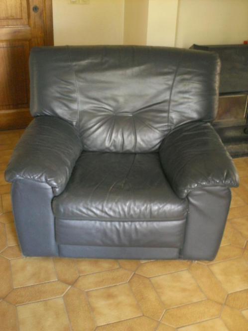 zetel (eenpersoons leder donkerblauw), Huis en Inrichting, Zetels | Zetels, Eenpersoons, Minder dan 150 cm, 75 tot 100 cm, Leer