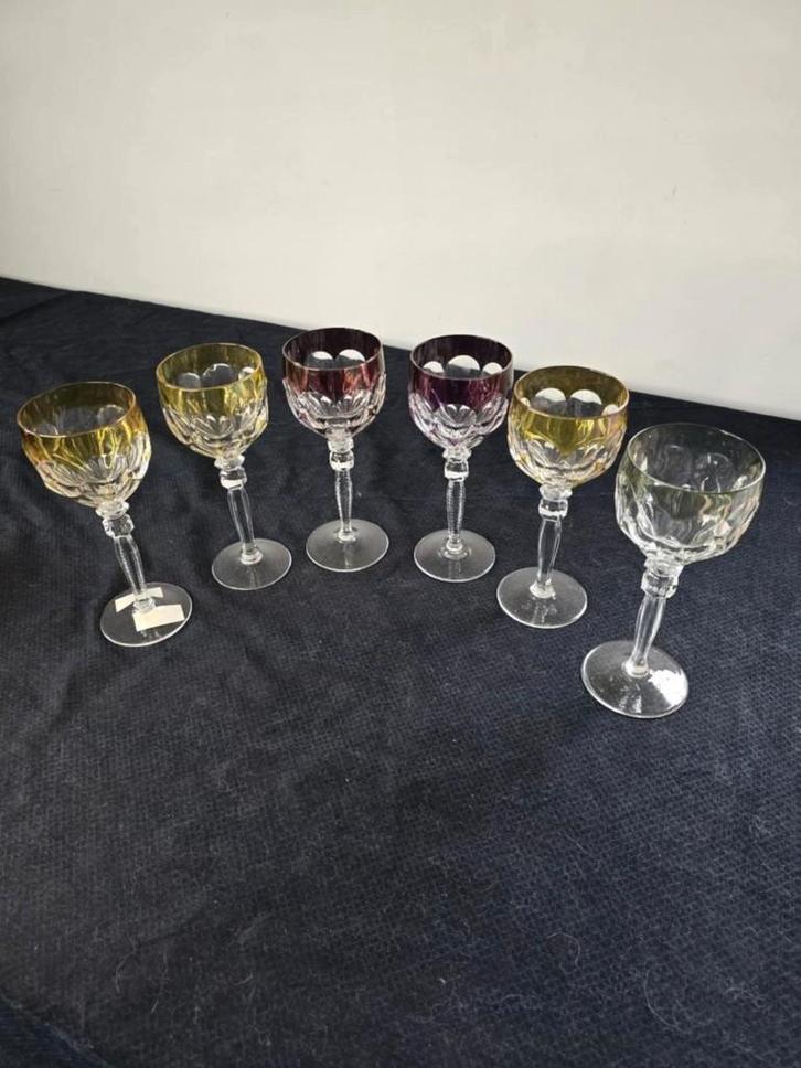 Set van 6 Rijnwijnglazen - Cristal de HOFBAUER, Antiek en Kunst, Antiek | Glaswerk en Kristal, Ophalen of Verzenden