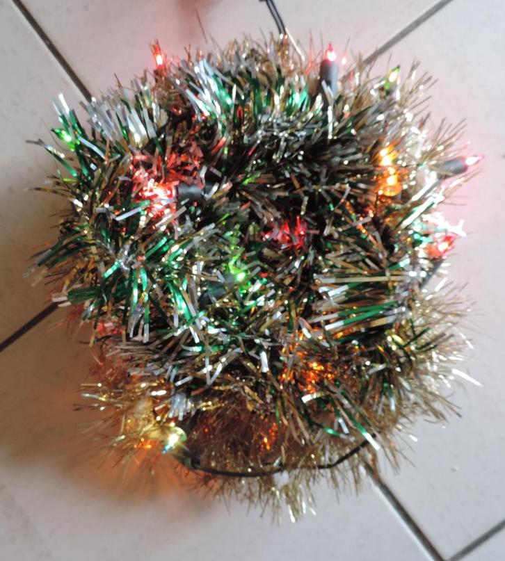 Gouden, witte, groene lichtslinger 35 lampen, Diversen, Kerst, Gebruikt, Ophalen of Verzenden