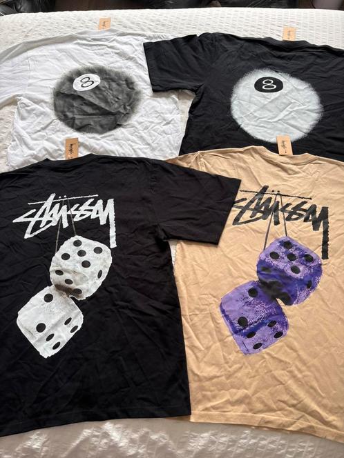 Stüssy T-shirts zwart, wit, beige, Fuzzy Dice/8Ball maat M, Kleding | Heren, T-shirts, Nieuw, Maat 48/50 (M), Wit, Ophalen of Verzenden