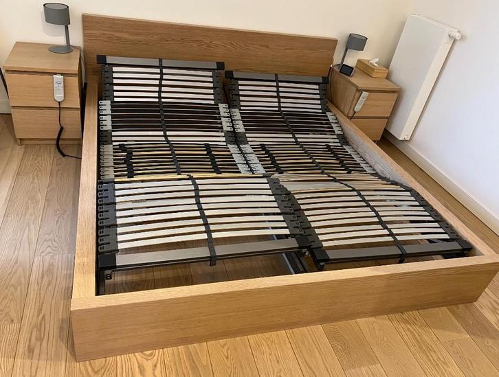 Malm wit geglazuurde slaapkamer, Huis en Inrichting, Slaapkamer | Bedden, Gebruikt, Tweepersoons, 180 cm, 200 cm, Overige kleuren