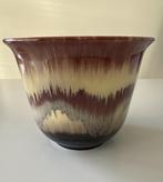 Vintage bloempot, geglazuurd bruin - beige, Ophalen