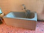 Double lavabo et baignoire en fonte bleus vintage, Utilisé, Avec baignoire