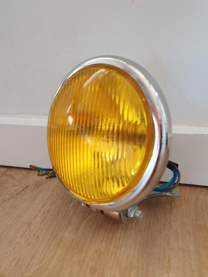 Koplamp classic look cafe racer bobber scrambler geel onder, Motoren, Tuning en Styling, Ophalen of Verzenden