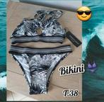 Bikini  avec motifs pour femme-2 pièces-blanc/noir-T.38, Ophalen of Verzenden, Nieuw, Wit, Bikini