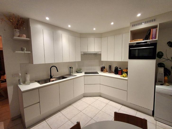 Tweedehands keuken, Huis en Inrichting, Keuken | Complete keukens, Gebruikt, Hoekkeuken, Wit, Hout, Ophalen