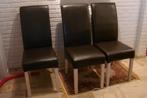 4 stoelen: bruine leder, Huis en Inrichting, Ophalen, Leder, Bruin, Leer