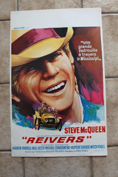 filmaffiche Steve McQueen Reivers 1969 filmposter, Verzamelen, Posters, Zo goed als nieuw, Film en Tv, A1 t/m A3, Rechthoekig Staand