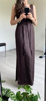 Chocolade kleurige linnen lange jurk - maat 38, Kleding | Dames, Maat 38/40 (M), Onder de knie, Claudia Sträter, Bruin