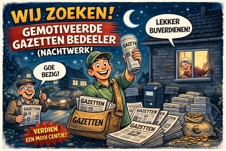 Wij zoeken versterking voor het bedelen van kranten  !!, Vacatures, Vacatures | Chauffeurs