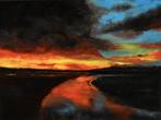 zonsonderganglandschapsschilderij met reflectie, door joky k, Ophalen