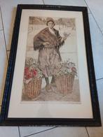 bloemenverkoopster , een gesigneerde ets van Henri Geertsen, Enlèvement ou Envoi