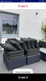 Tuinkussens nieuw : zwart met ribbels ecru , waterbestendig, Ophalen, Nieuw