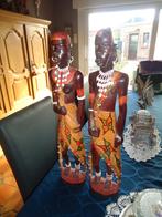 Koppel grote houten beelden- Masai, Ophalen of Verzenden