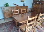 Complete eiken houten eetkamer, Huis en Inrichting, Ophalen, Gebruikt, 6 tot 8 stoelen