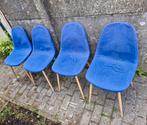 4 stoffen stoelen, Huis en Inrichting, Stoelen, Ophalen, Gebruikt, Blauw, Vier
