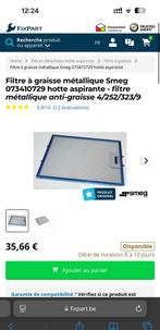 Filtre hotte aspirante anti graisse SMEG 4/252/323/9, Ophalen, Zo goed als nieuw