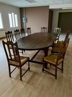 Table en chêne massif avec 11 chaises assorties, Maison & Meubles, Comme neuf, 100 à 150 cm, Enlèvement, Chêne