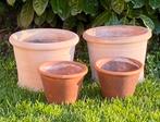 Lot de 4 pots « antiques » en terre cuite, Jardin & Terrasse, Pots de fleurs, Balcon, 25 à 40 cm, Rond, Utilisé