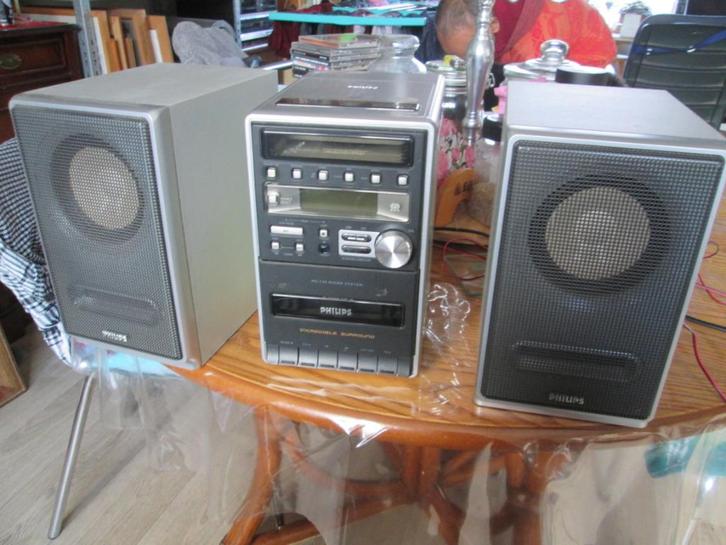 Phillips stereo torentje met twee speakers, Audio, Tv en Foto, Stereoketens, Gebruikt, Cassettedeck, Cd-speler, Tuner of Radio