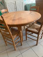 Ronde tafel met 4 stoelen in eik, Huis en Inrichting, Tafels | Eettafels, Ophalen, Gebruikt