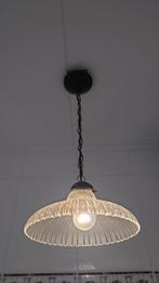 Prachtige vintage holophane prismatisch glazen hanglamp, Ophalen, Gebruikt, Vintage/retro